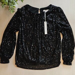 She + Sky Black Sequin Top